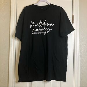 NEW Gildan Black “Meltdown Manager Motherhood” Graphic Tee Shirt